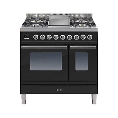 ILVE PDW90FE3 Roma Dual Fuel Freestanding Range Cooker Gloss Black ILVE PDW90FE3 Roma Dual Fuel Freestanding Range Cooker Gloss Black